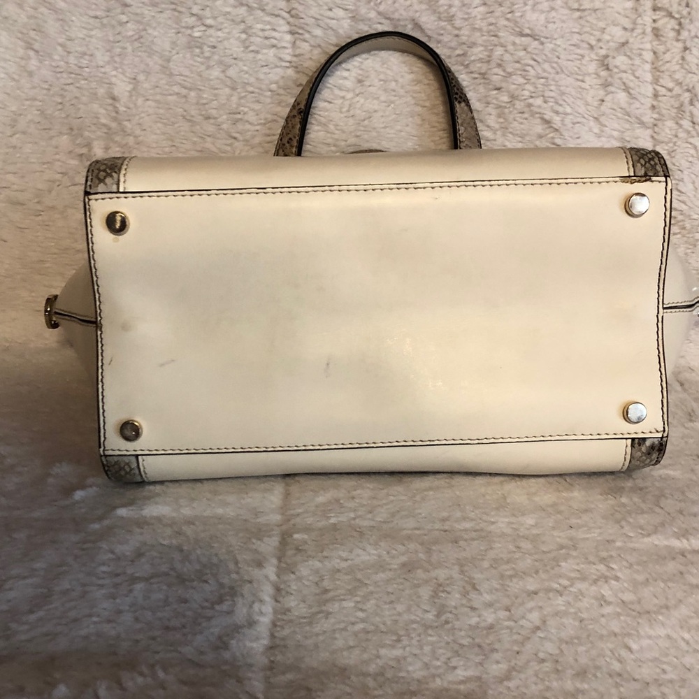 Kate Spade Parliament Square Savannah Cream Top-Handle Satchel with Snake-Trim - Picture 4 of 9